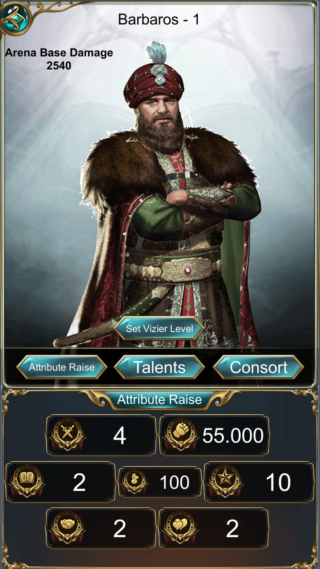 Vizier stats screen