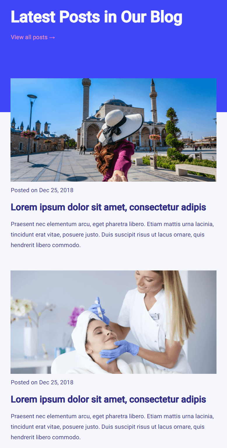 Latest blog posts section