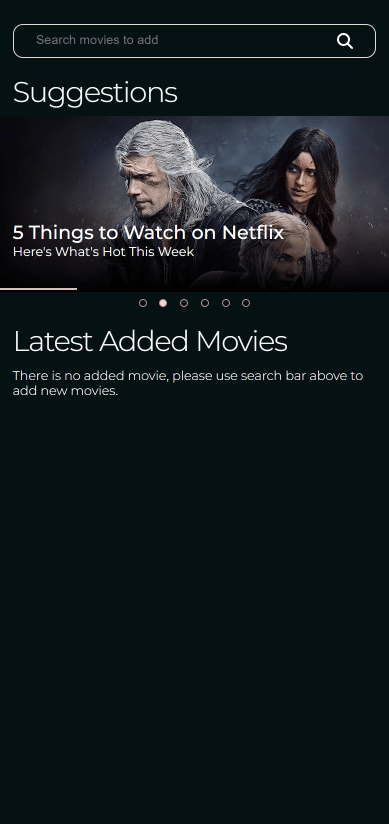 Main page, suggestion fetched from imdb