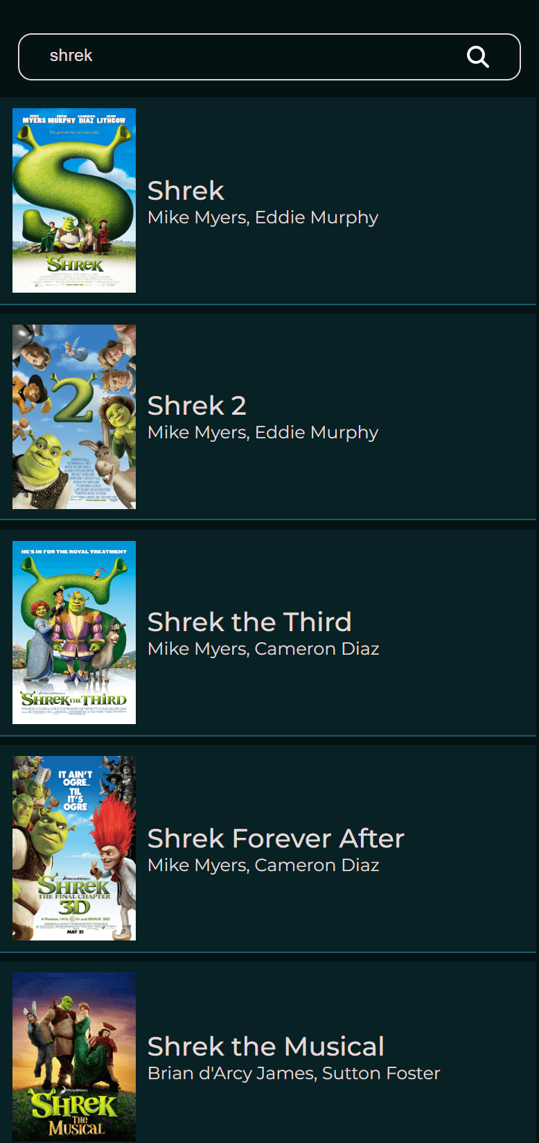 Searching a movie, fetched from imdb